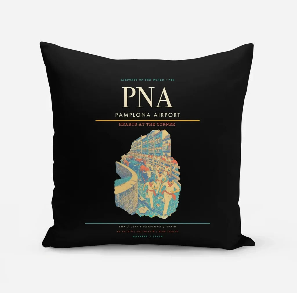 Pamplona Airport (PNA) design on black pillow