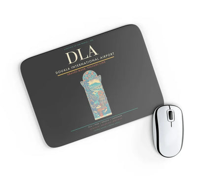 Douala International Airport (DLA) design on black rectangle mouse pad