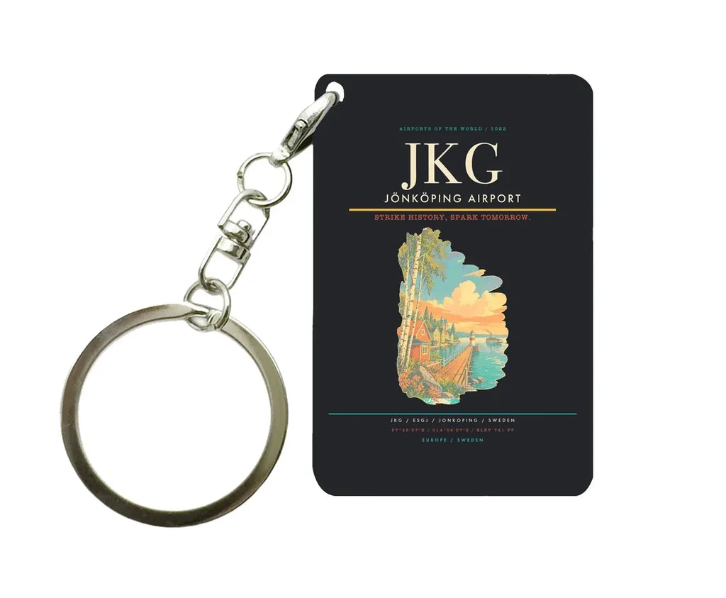 Jönköping Airport (JKG) design on black key chain