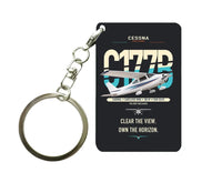 Thumbnail for Cessna 177B Cardinal design on black designed key chain, double-side print