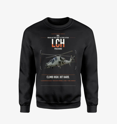HAL LCH Prachand design on black sweatshirt