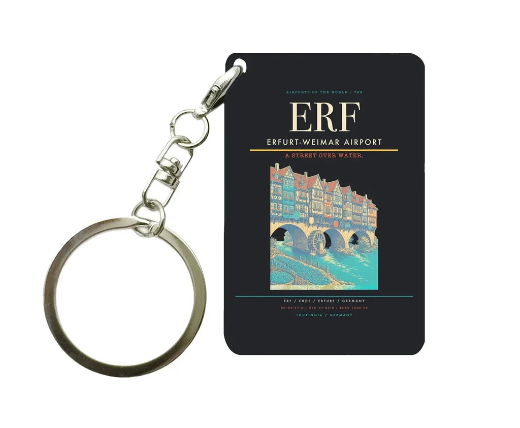 Erfurt-Weimar Airport (ERF) design on black key chain