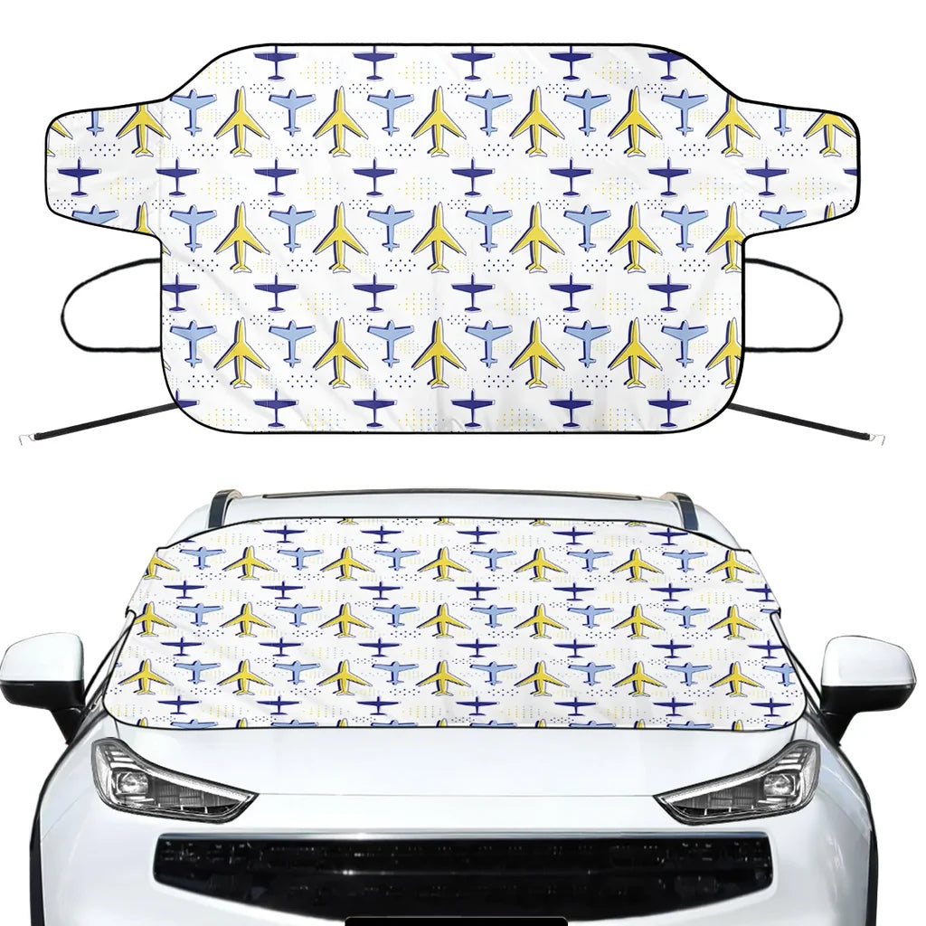 Very Colourful Airplanes Car aviation design on car windshield cover.