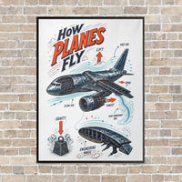 Thumbnail for How Planes Fly V2 vertical canvas print - framed - white background