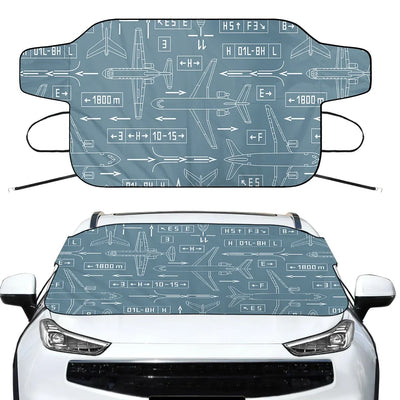Jet Planes & Airport Signs Car aviation design on car windshield cover.