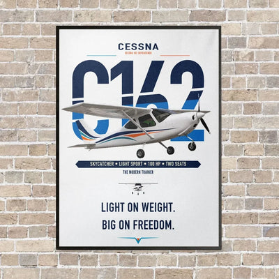 Cessna 162 Skycatcher vertical canvas print - framed - white background