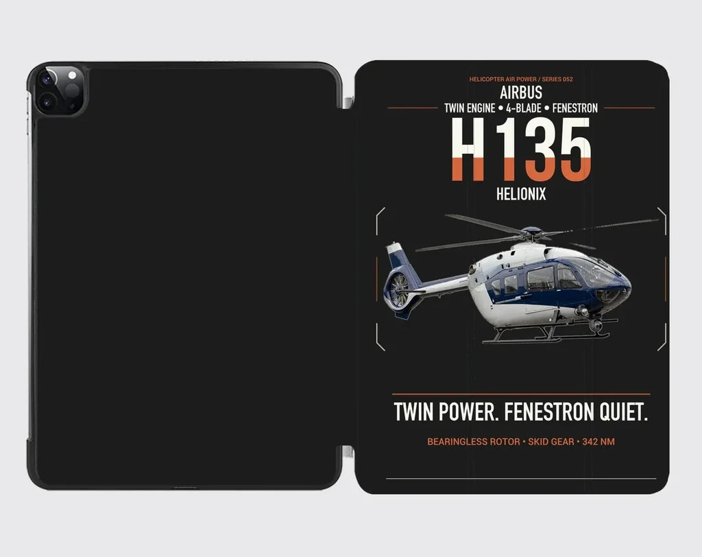 Airbus H135 design on black ipad tablet case