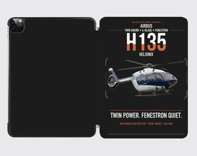 Airbus H135 design on black ipad tablet case