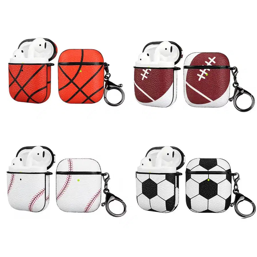 Apple AirPods Pro 1/2/3 Case: Stylish Leather Patch - Basketball, Football, Baseball & Rugby Themes aviation print premium Ai.