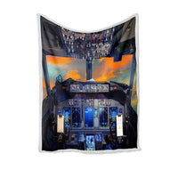 Thumbnail for Amazing Boeing 737 Cockpit Bed Blankets & aviation print on soft fleece blanket.