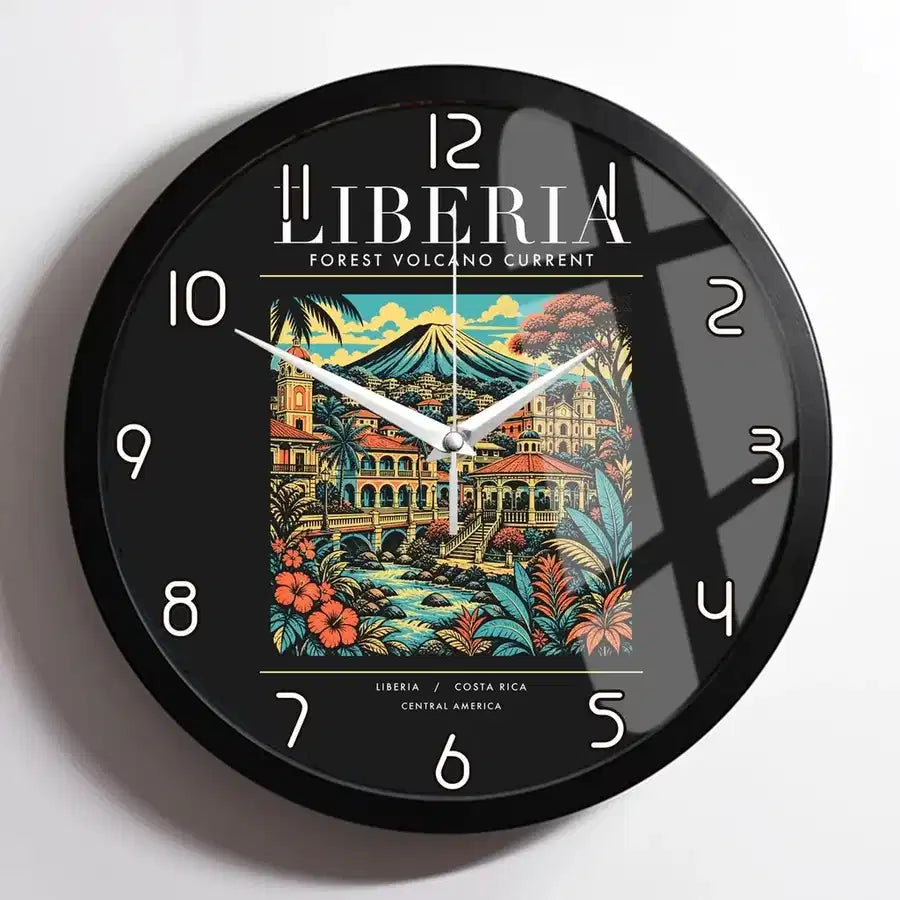 LIBERIA - Poster - Wall Clock Framed - Black