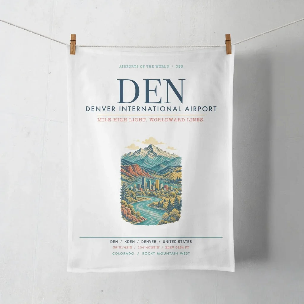 Denver International Airport (DEN) design on white towel