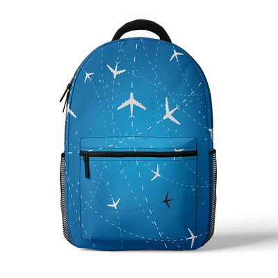 Travelling with Aircraft (3 Colours) aviation design backpack, durable polyester construction.