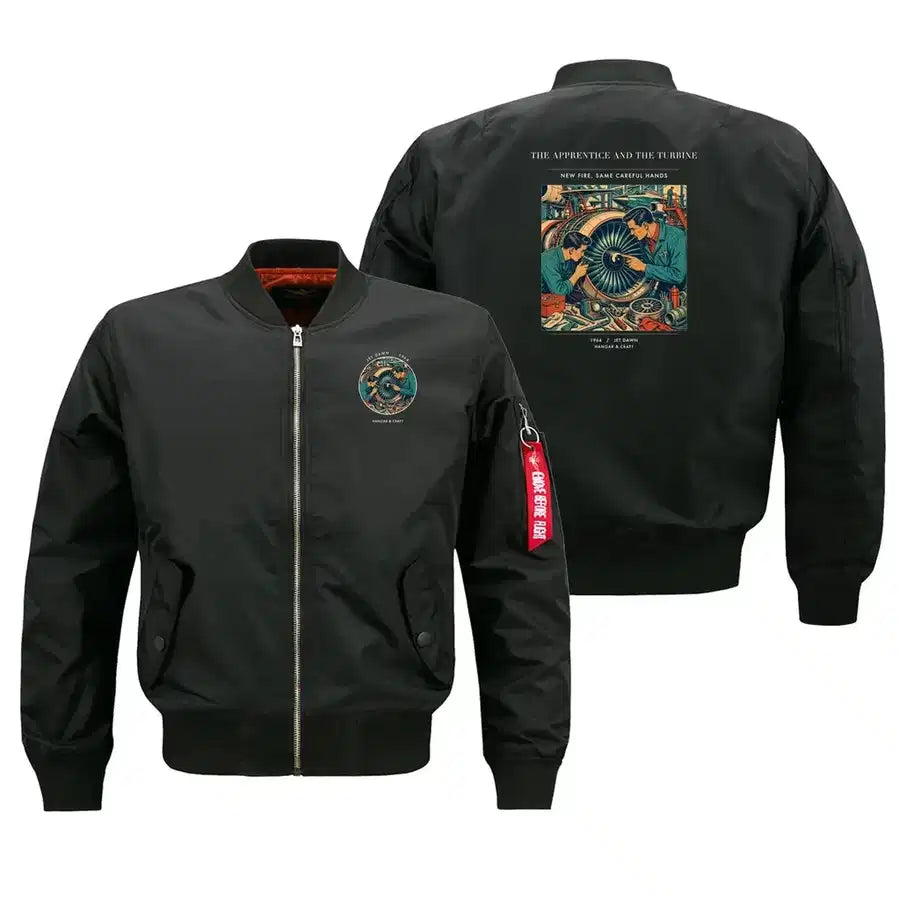 VINTAGE G4470 - The Apprentice And The Turbine - Bomber Jacket design on black