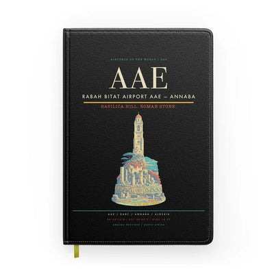 Rabah Bitat Airport (AAE) design on black notebook