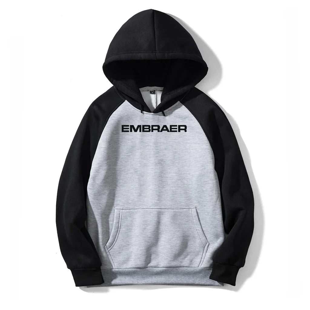 Embraer & Text aviation design on colourful cotton blend colourful hoodie.