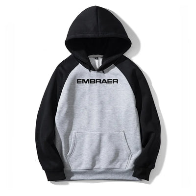 Embraer & Text aviation design on colourful cotton blend colourful hoodie.