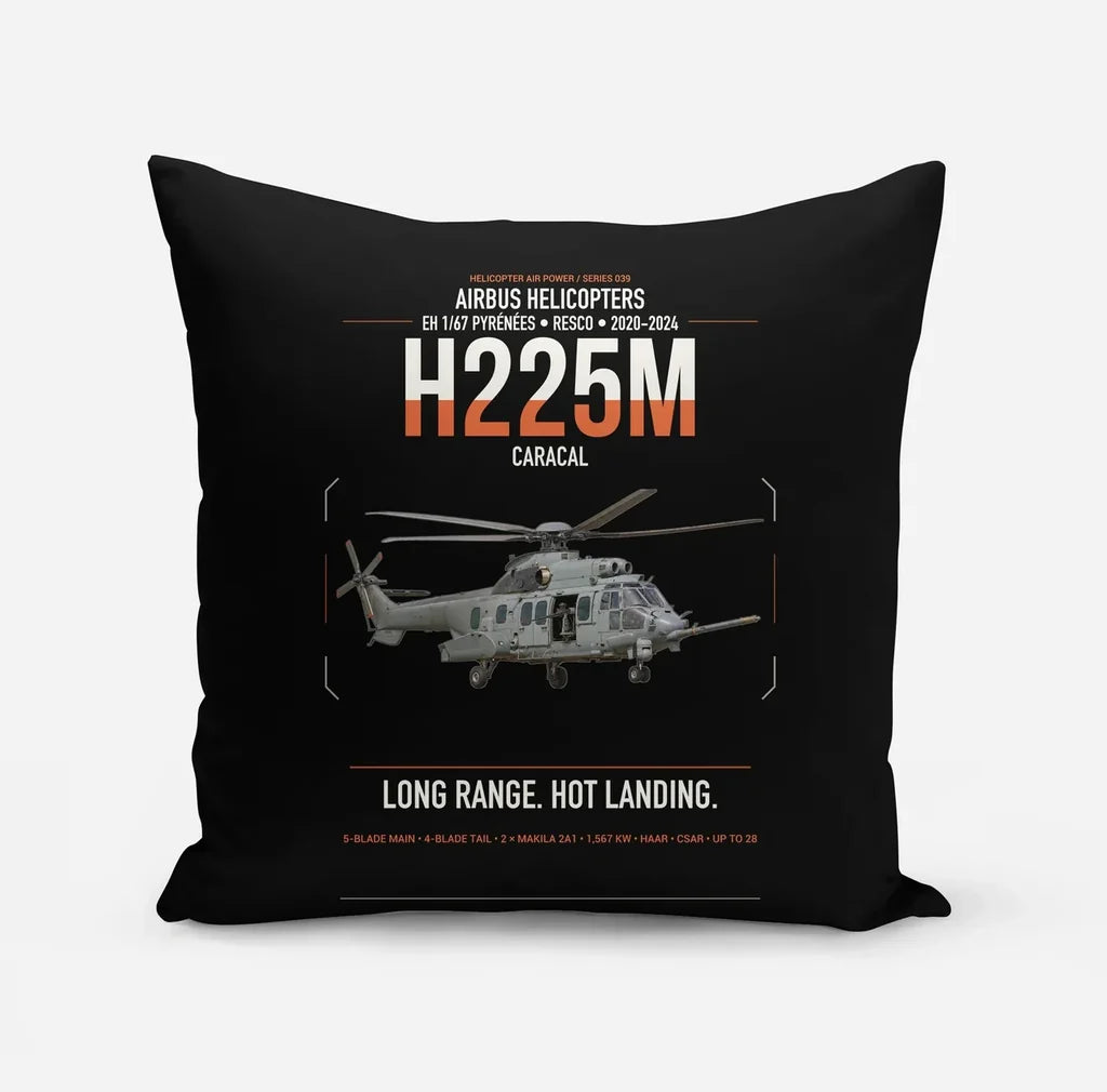 Airbus Helicopters H225M Caracal design on black pillow