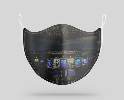 Airbus A380 Cockpit aviation face mask in breathable cotton blend.