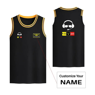 AV8R 2 Basketball Style Sports aviation design printed on quick-dry breathable fabric men's sport tank top.