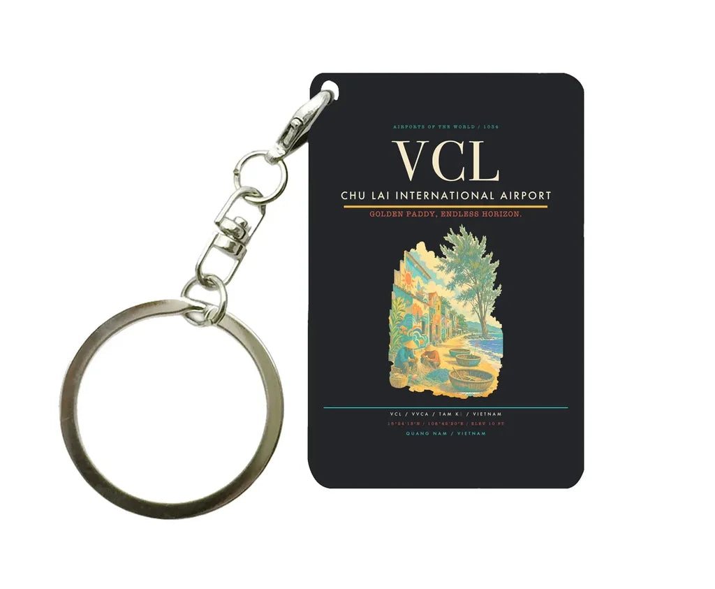 Chu Lai International Airport (VCL) design on black key chain
