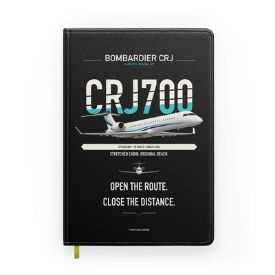 Bombardier CRJ700 design on black notebook