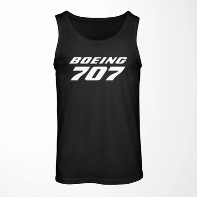 Boeing 707 & Text aviation design on breathable cotton tank top.