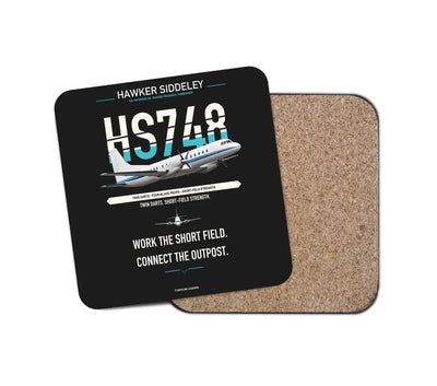 Hawker Siddeley HS 748 Series 2A design on black 1 piece coaster