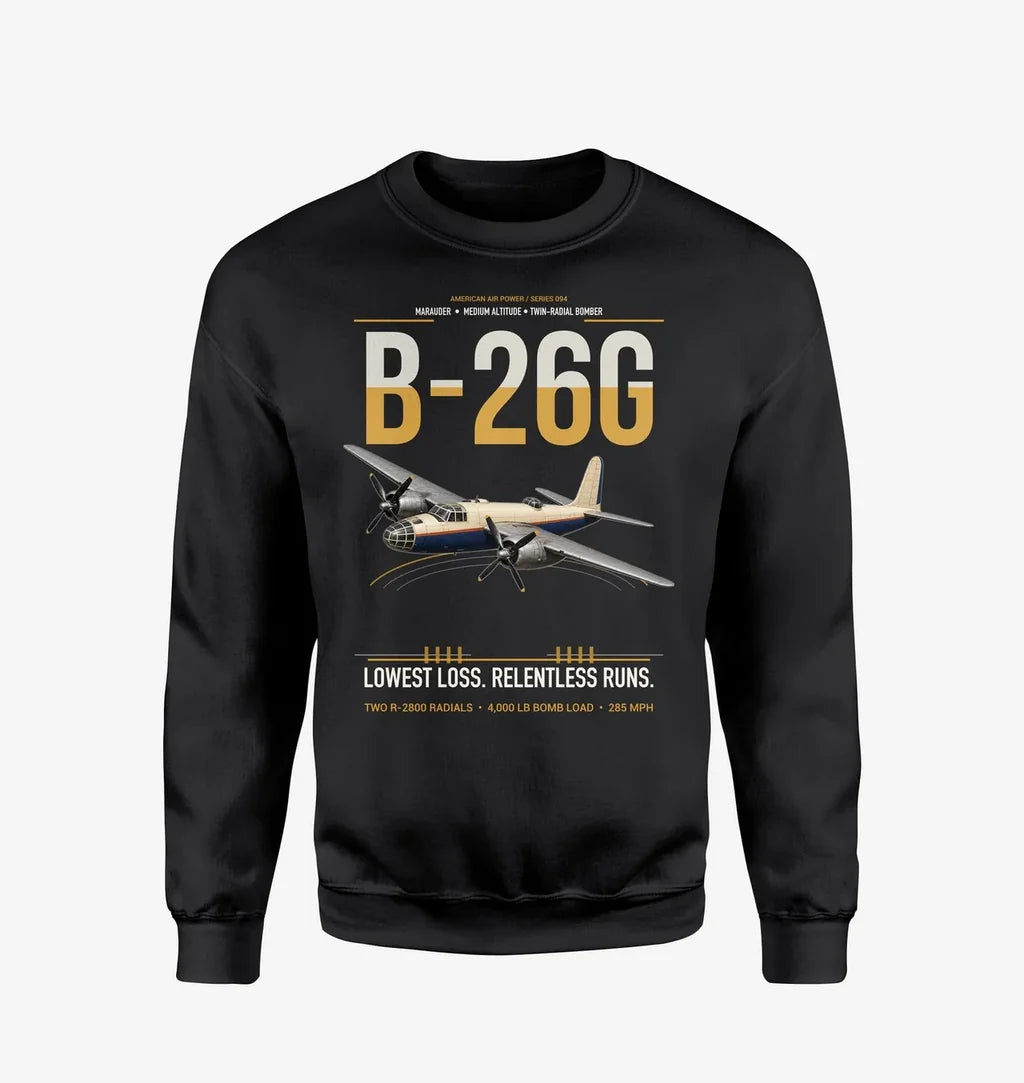 B-26G Marauder design on black sweatshirt