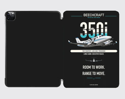 Beechcraft King Air 350i design on black ipad tablet case
