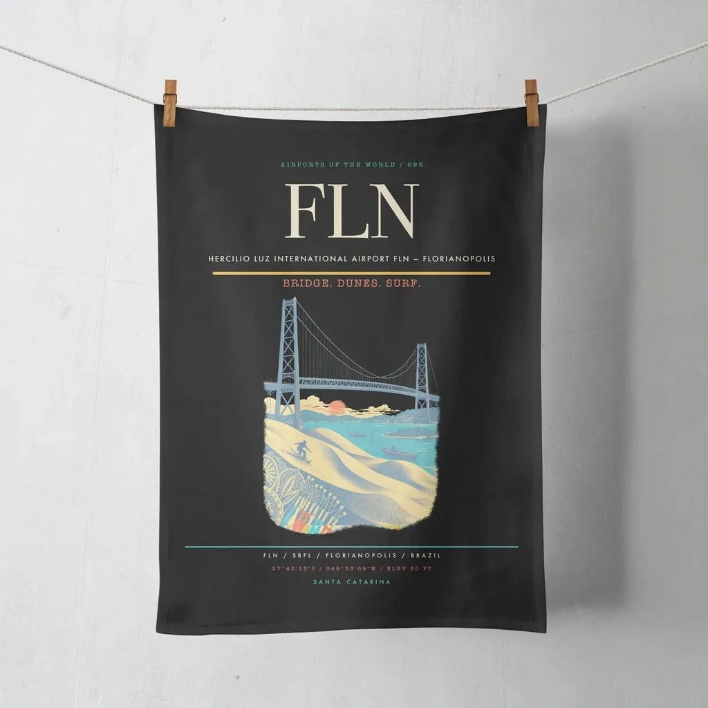 Hercilio Luz International Airport (FLN) design on black towel