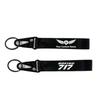 Thumbnail for Boeing 717 & Text aviation hawk-shaped key chain, durable metal alloy.