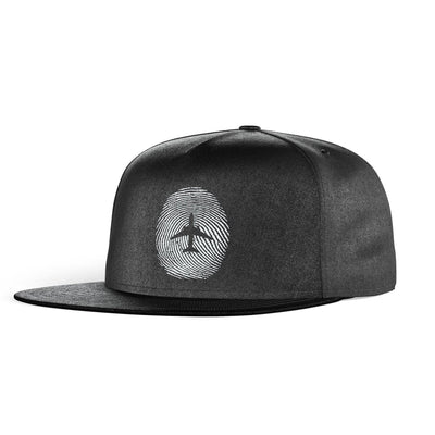 Aviation Finger Print aviation embroidery on structured cotton snapback cap.