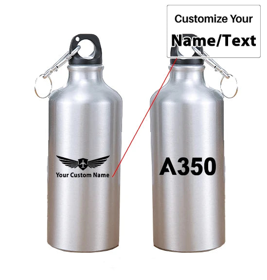 Airbus A350 Flat Text aviation design on thermos, vacuum-insulated.