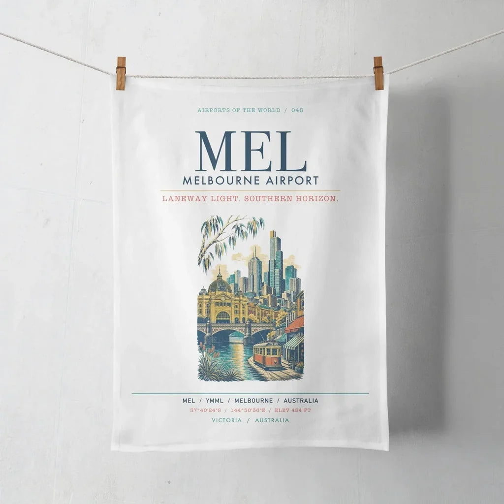 Melbourne Airport (MEL) design on white towel