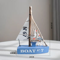 Thumbnail for Blue Sailboat Nautical Wooden Model - view 2