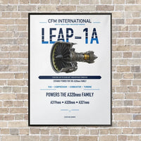 Thumbnail for CFM LEAP-1A vertical canvas print - framed - white background