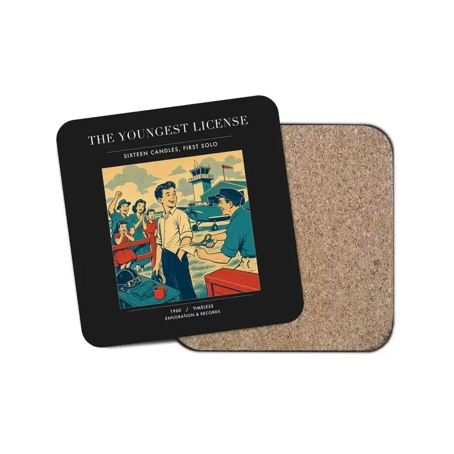 The Youngest License - Designed Coasters design on black 1-piece