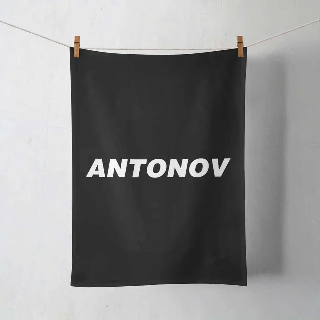 Antonov & Text aviation design on soft absorbent cotton towel.