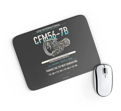 CFM56-7B design on black rectangle mouse pad