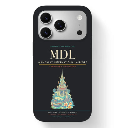 Mandalay Airport (MDL) design on black iPhone 17 Pro MagSafe case