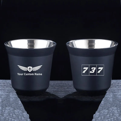 Flat Colourful 737 aviation design on double-wall coffee mug, vacuum-insulated double-wall.