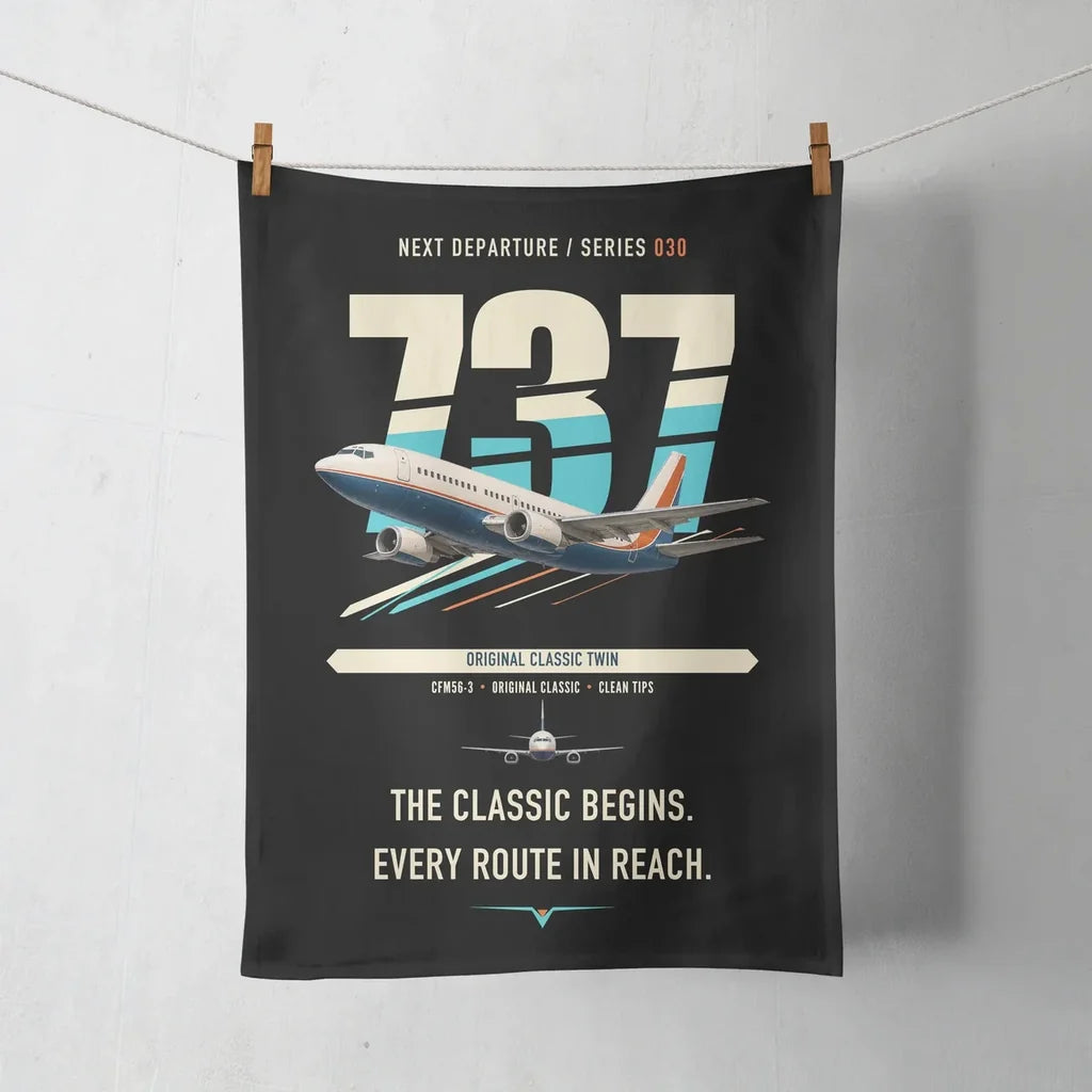 Boeing 737-300 Classic design on black towel