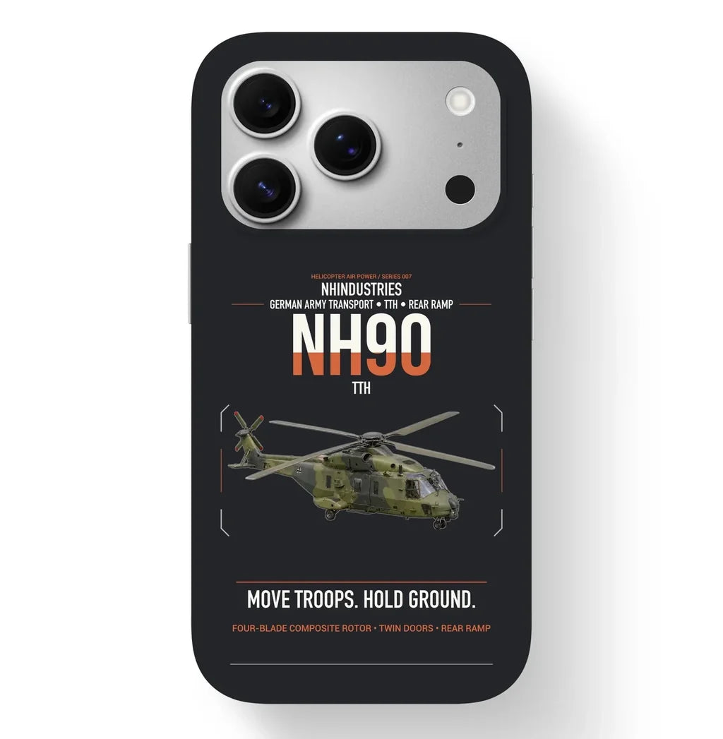 NHIndustries NH90 TTH design on black magsafe iphone case, for iPhone 17 Pro