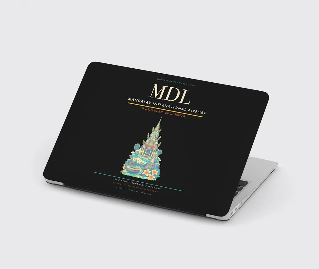 Mandalay International Airport (MDL) design on black MacBook case
