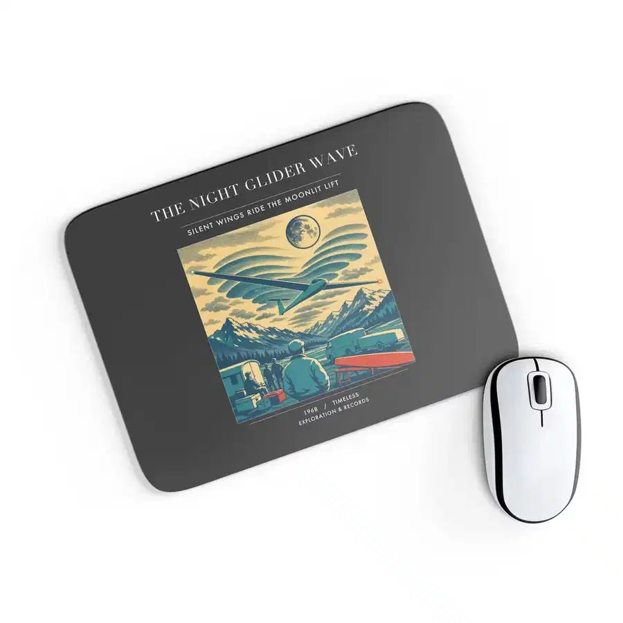 VINTAGE G4473 - The Night Glider Wave - Designed Mouse Pads design on black rectangle