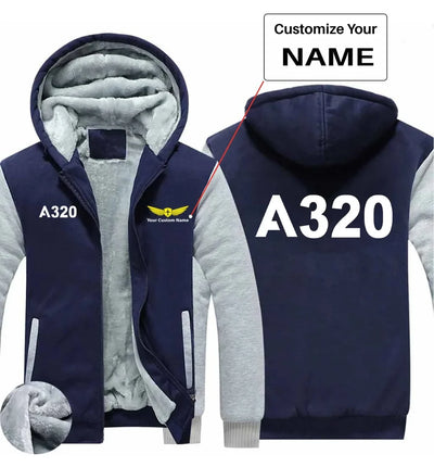 Airbus A320 Flat Text aviation design printed on soft cotton blend zipped sweatshirt.