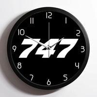 Thumbnail for Boeing 747 Flat Text aviation design on premium wood and metal wall clock.