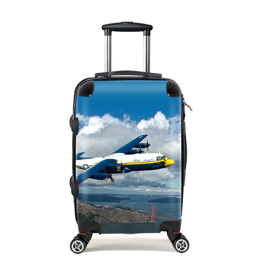 Blue Angels & Bridge Cabin Size aviation design luggage, durable shell construction.