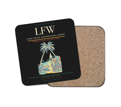 Lome-Tokoin International Airport (LFW) design on black 1 piece coaster